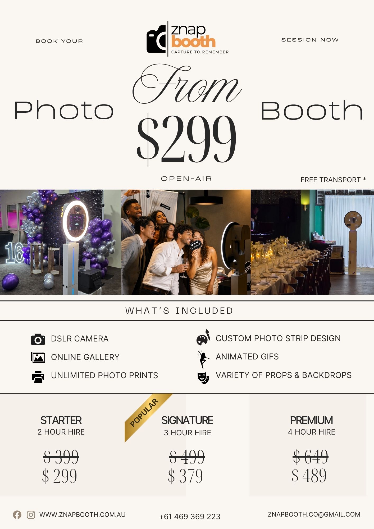 Znapbooth photo booth packages and event setup