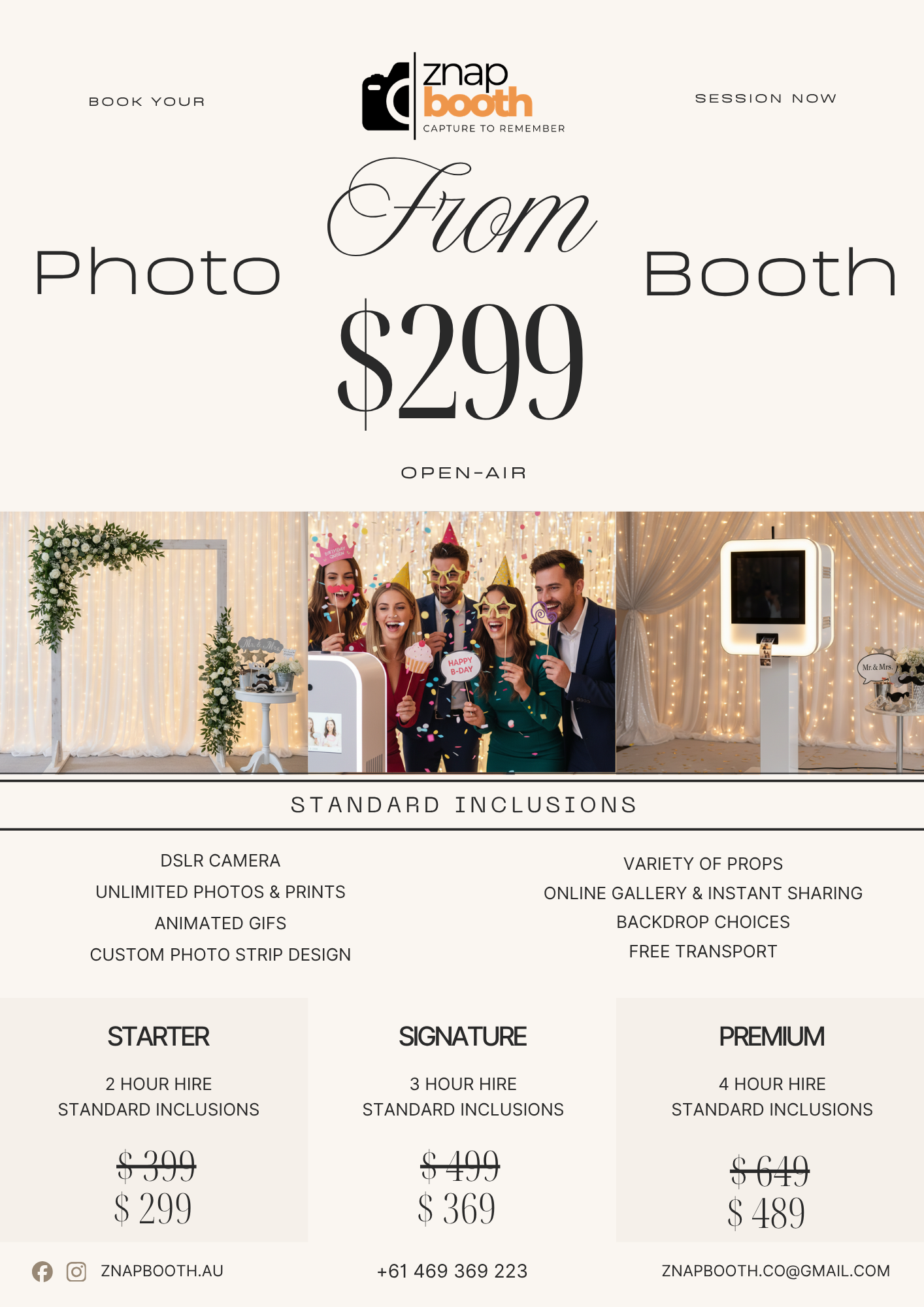 Znapbooth photo booth packages and event setup
